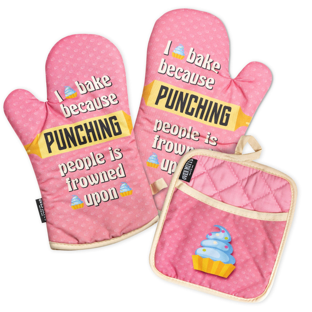 I Bake Because Oven Mitts And Potholder Set From Zapps Clothing