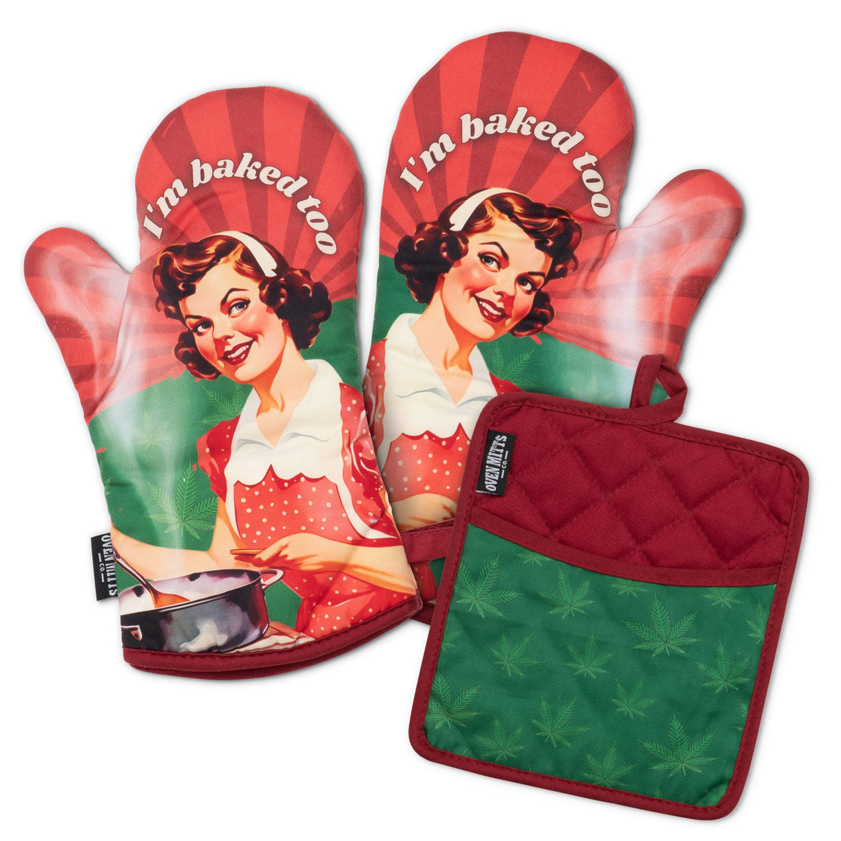I'm Baked Too Oven Mitts And Potholder Set From Zapps Clothing