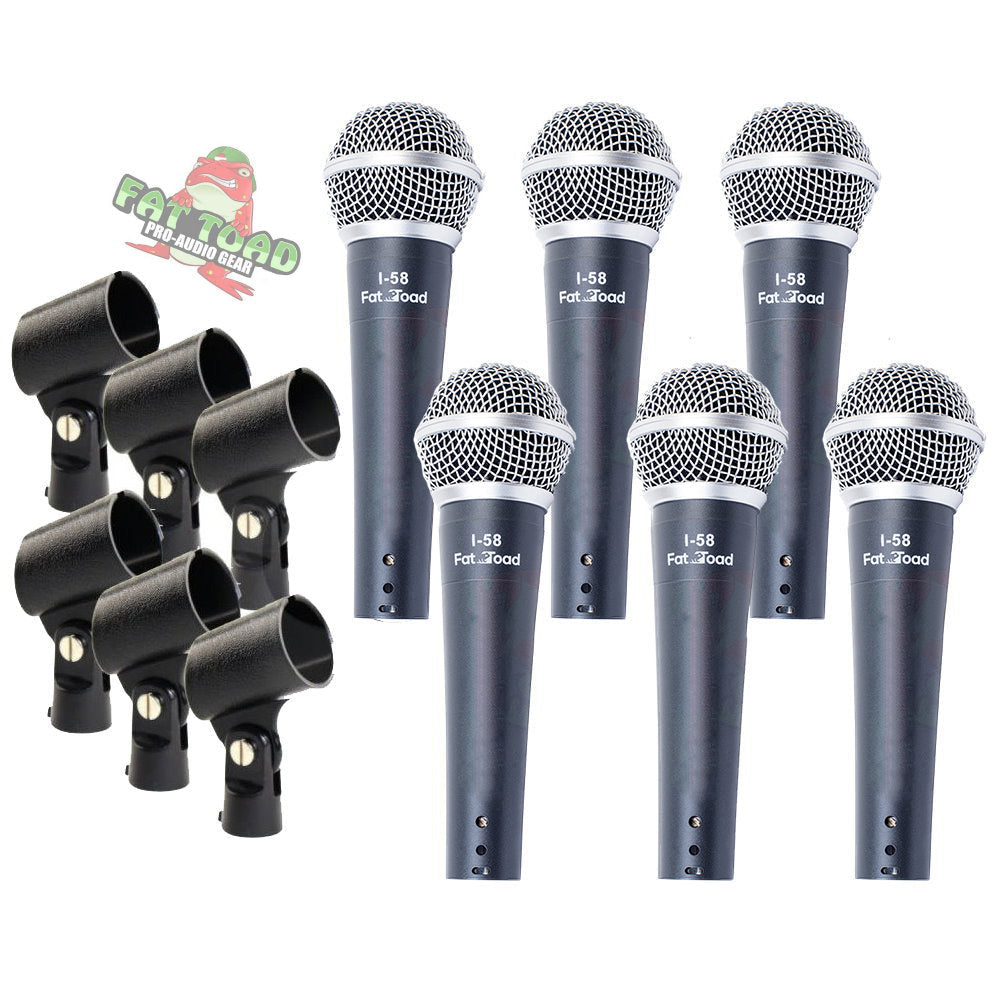 Cardioid Dynamic Microphones & Clips (6 Pack) by FAT TOAD - Professional Vocal Handheld, Unidirectional Mic - Singing Microphone Designed for DJ Stage from GeekStands