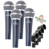 Cardioid Microphones with Clips (4 Pack) by FAT TOAD - Vocal Handheld, Wired Unidirectional Mic from GeekStands