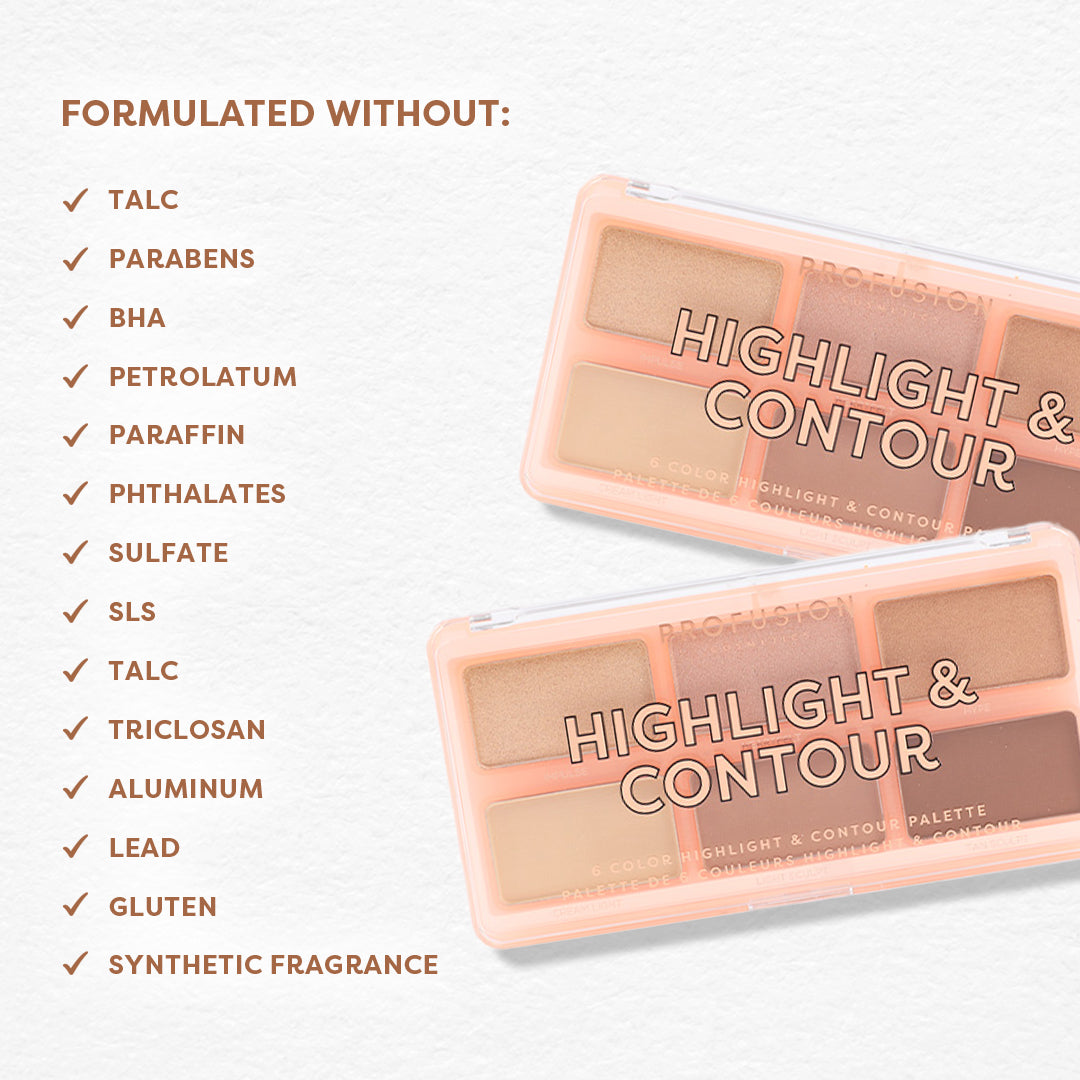 Highlight & Contour 6 Shade Face Palette from Profusion Cosmetics