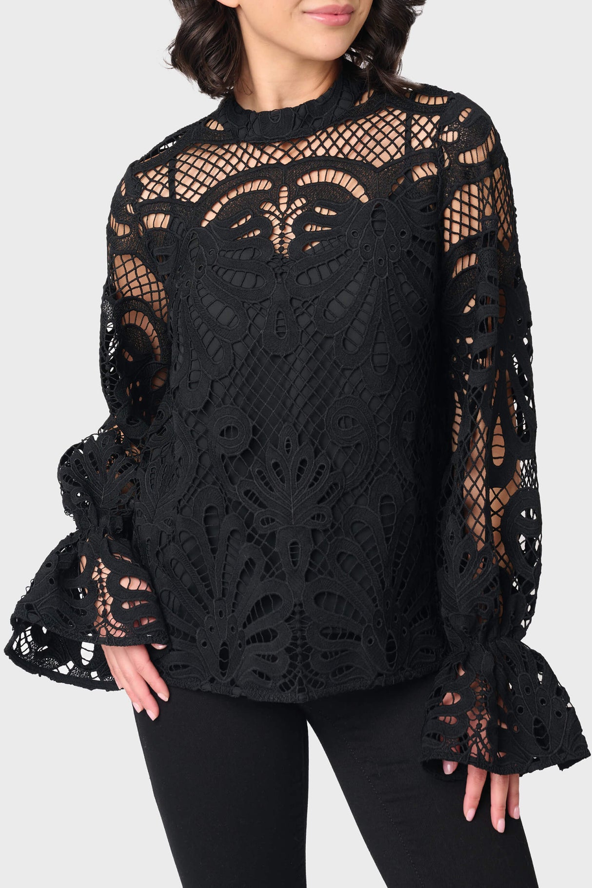 Lovely In Lace Flutter Cuff Blouse from Gibsonlook