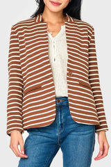 Striped Notch Collar Blazer from Gibsonlook