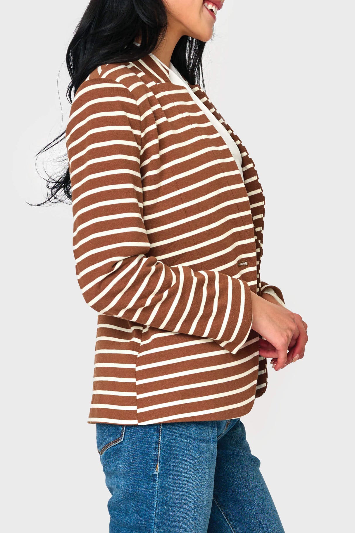 Striped Notch Collar Blazer from Gibsonlook