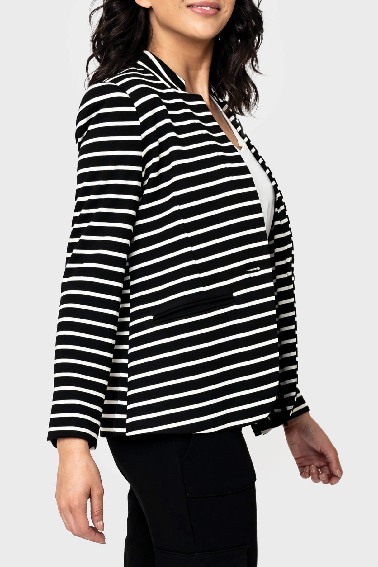 Striped Notch Collar Blazer from Gibsonlook