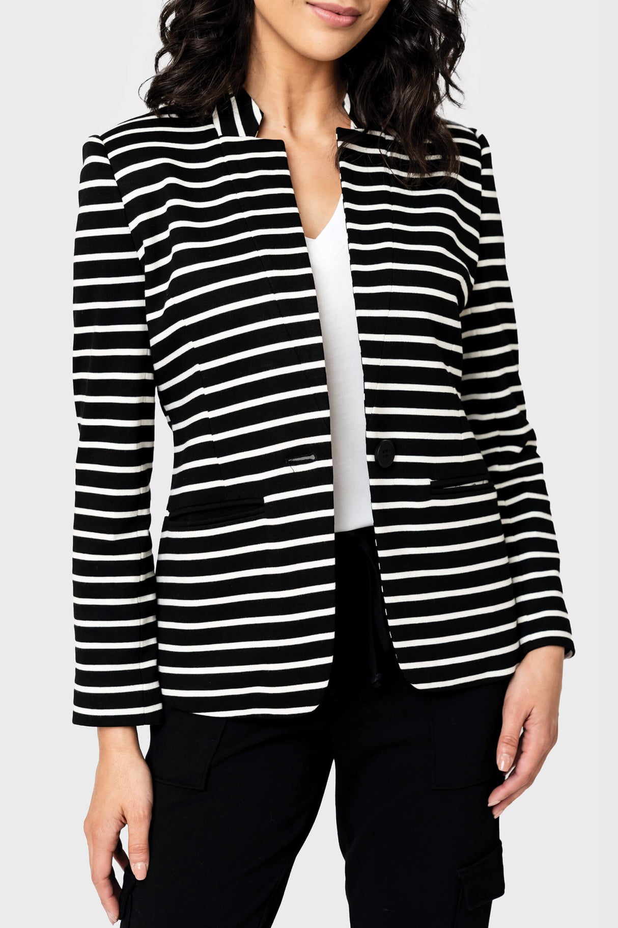 Striped Notch Collar Blazer from Gibsonlook