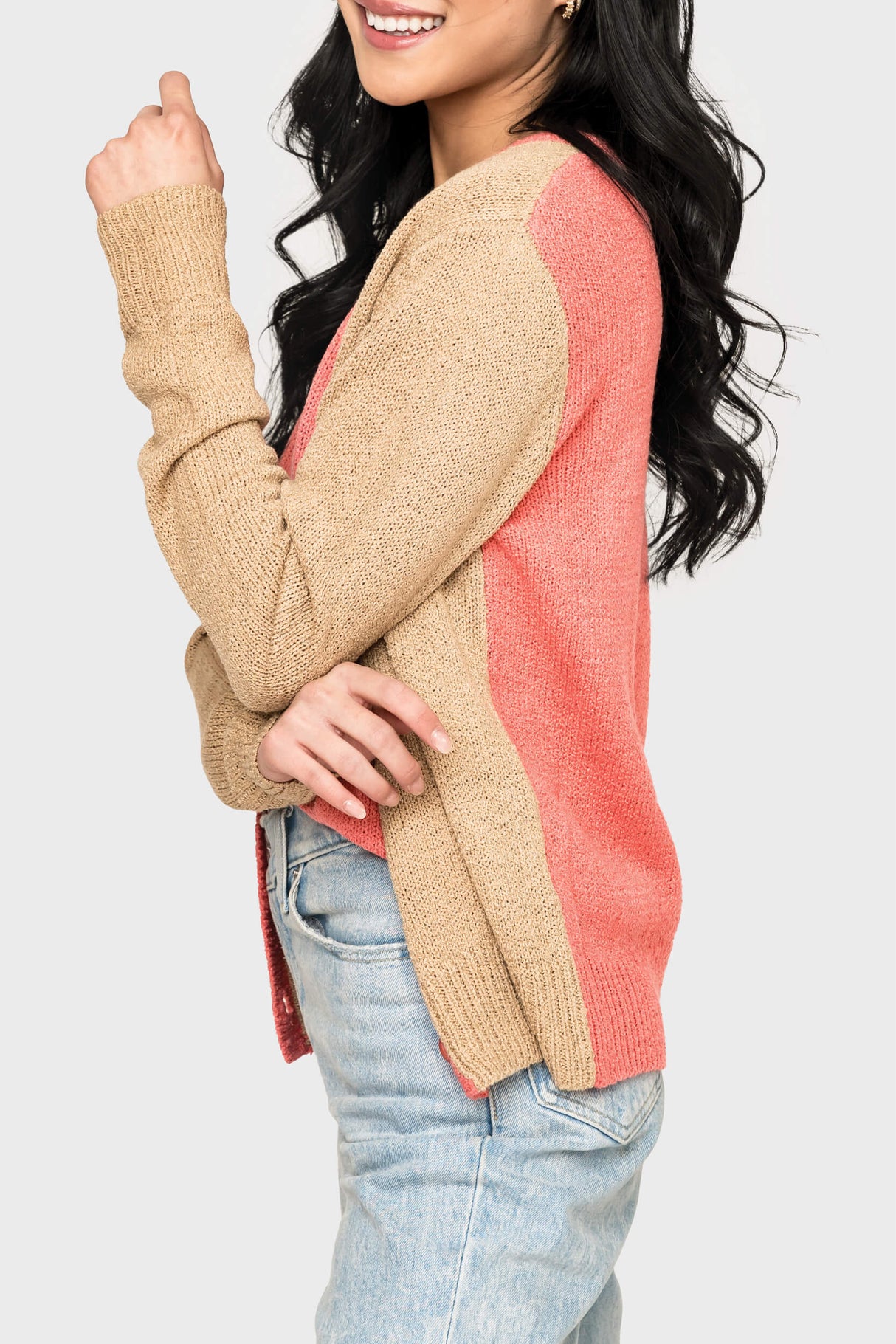 Button Front Colorblock Cardigan from Gibsonlook