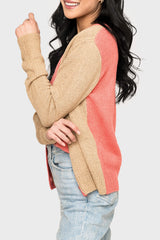 Button Front Colorblock Cardigan from Gibsonlook