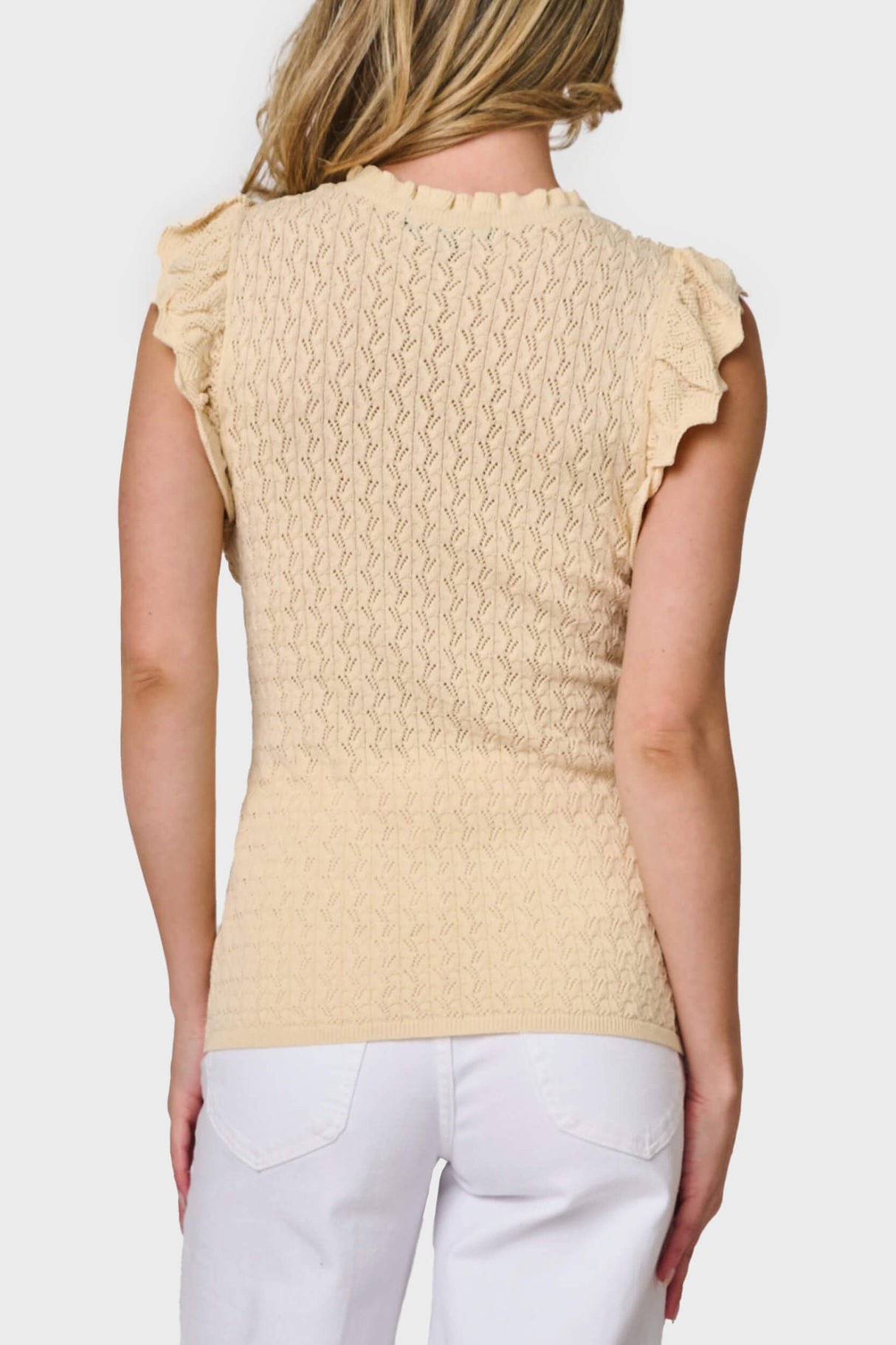 Pointelle Sweater Tank With Flutter Sleeve From Gibsonlook