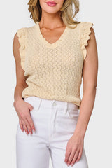 Pointelle Sweater Tank With Flutter Sleeve From Gibsonlook