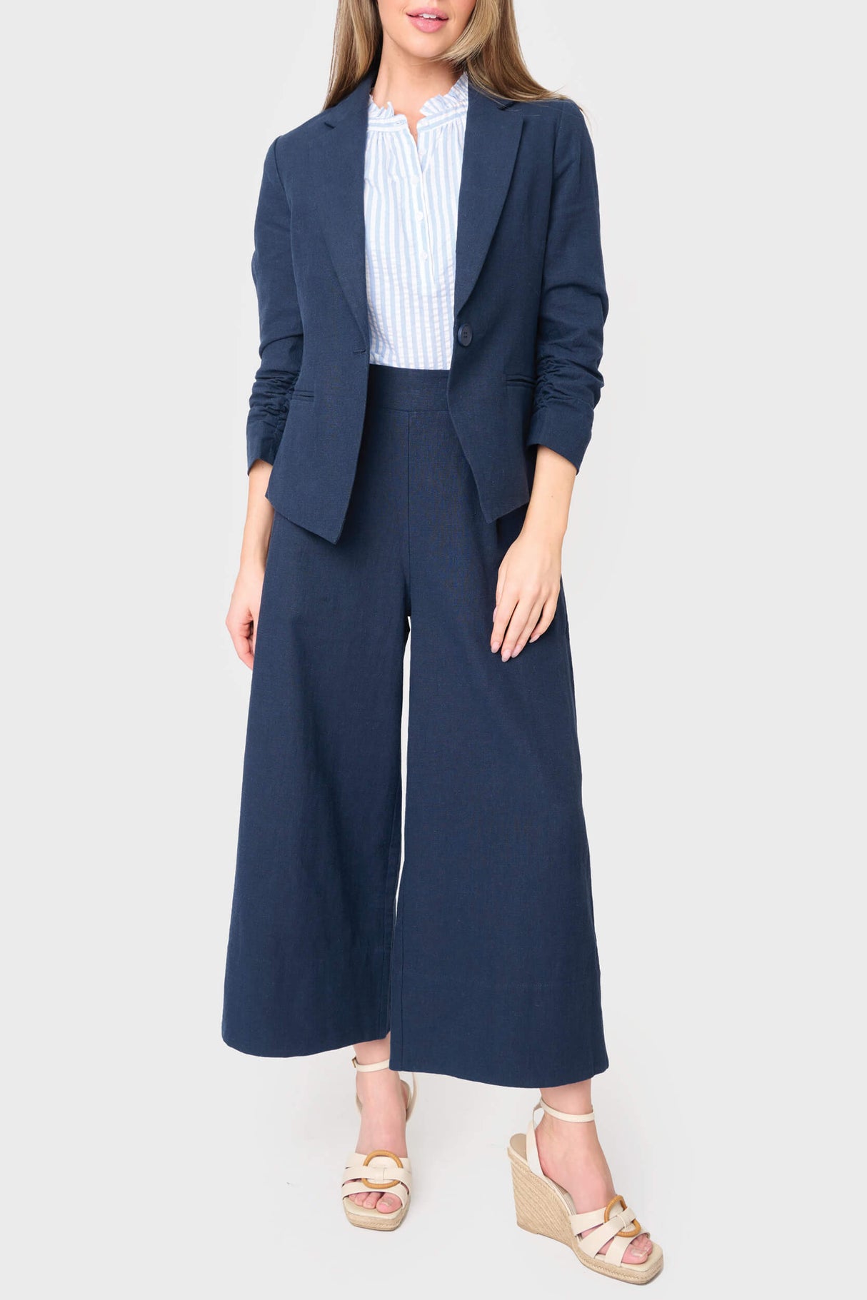 Wide Hem Cropped Linen Pant from Gibsonlook