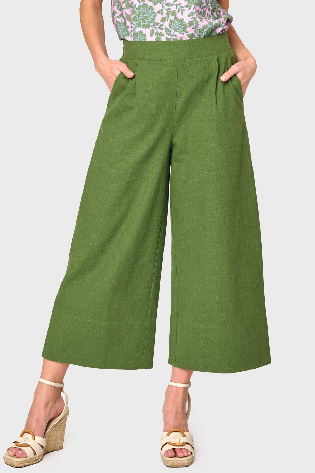 Wide Hem Cropped Linen Pant from Gibsonlook