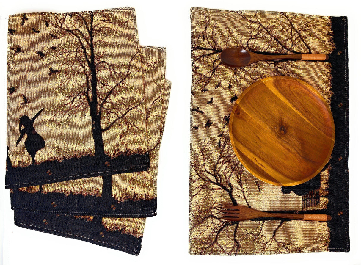 DaDalogy Bedding Set of 4 Pieces Autumn Birds Blessing Tapestry Dining Placemats 13” x 19” (18198) from DaDalogy Bedding Collection