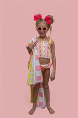 SUMMER SUNSET CHECKERS DREAM SMOCKED TANKINI TWO PIECE SWIM SUIT from DREAM BIG LITTLE CO
