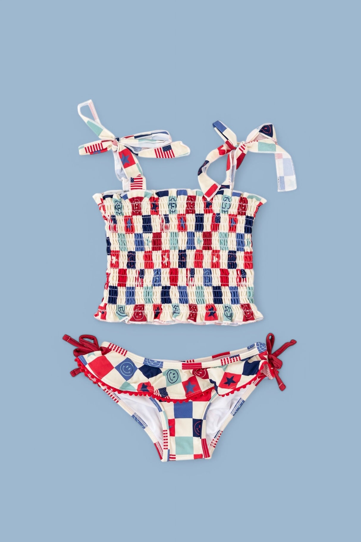HOME OF THE FREE CHECKERS DREAM TANKINI TWO PIECE SWIM SUIT from DREAM BIG LITTLE CO
