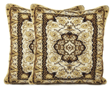 DaDa Bedding Elegant Golden Persian Style Rug Floral Tapestry Throw Pillow Covers 16" x 16" from DaDalogy Bedding Collection