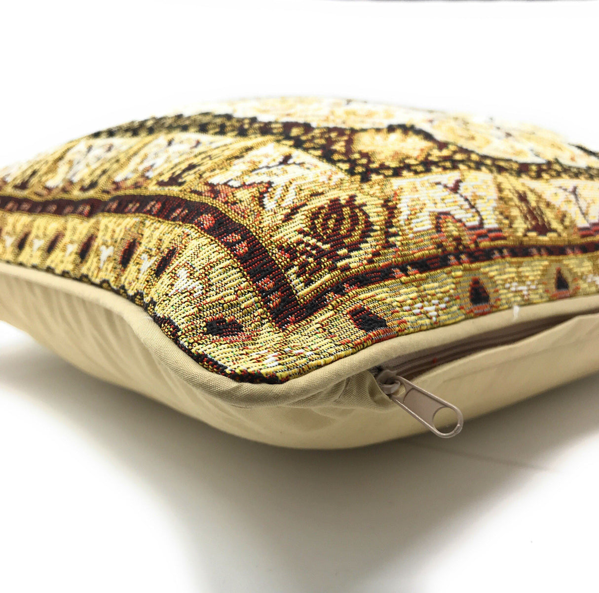 DaDa Bedding Elegant Golden Persian Style Rug Floral Tapestry Throw Pillow Covers 16" x 16" from DaDalogy Bedding Collection
