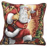 Tache Festive Santa Down the Chimney Tapestry Throw Pillow Cover (DB11533CC) from Tache Home Fashion