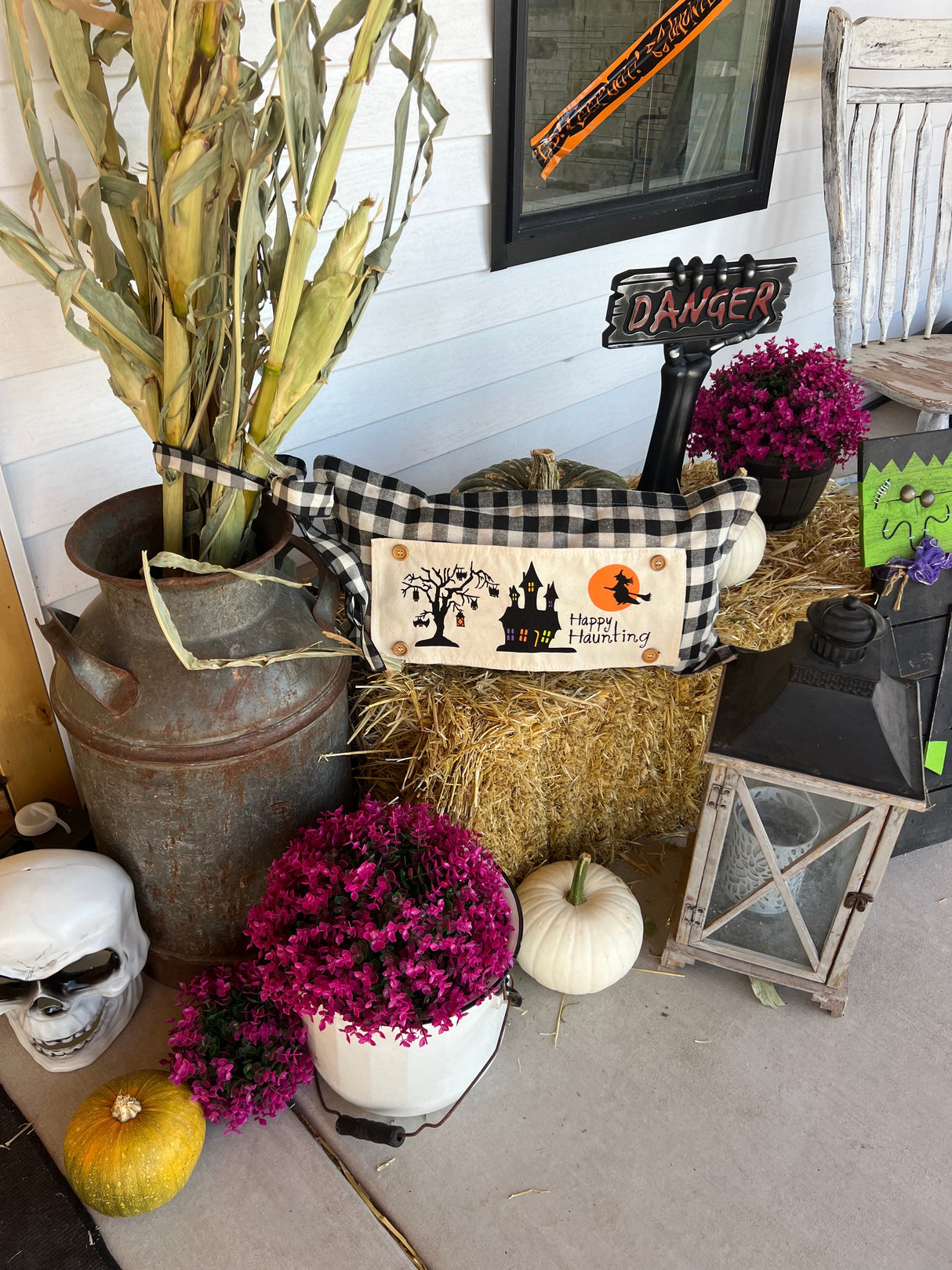 Holiday Panel: Halloween October 31st Fall Autumn Bats Flying Witch Dead Tree Mansion; HAPPY HAUNTING HAUNTED HOUSE From PillowPanels