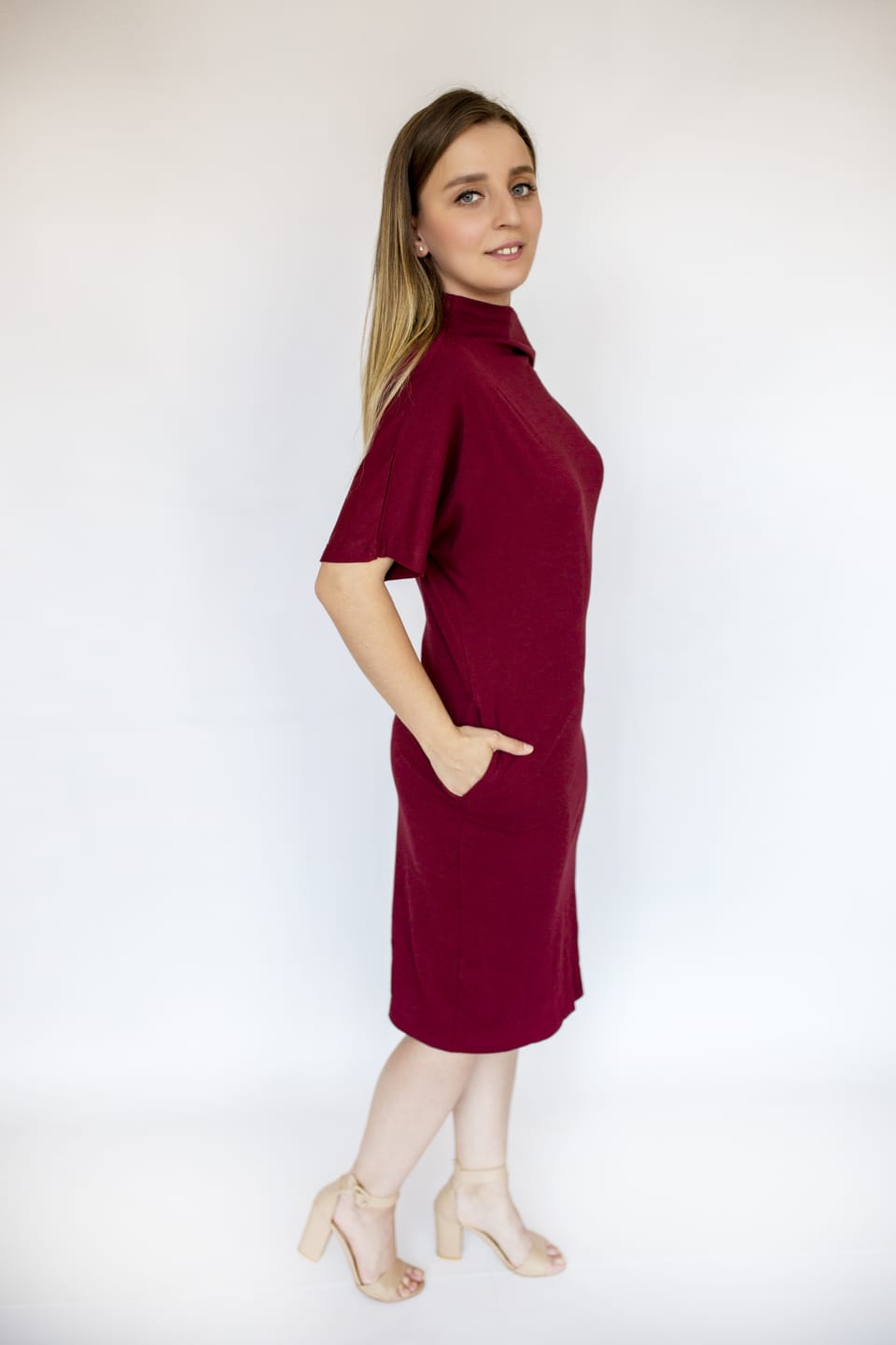 Jersey Dress short sleeve Drapped neck with pockets Premium Quality from EBRU Home
