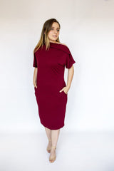 Jersey Dress short sleeve Drapped neck with pockets Premium Quality from EBRU Home