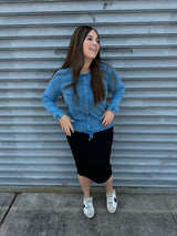 Stone Wash Button Down Top From Drama NYC Plus