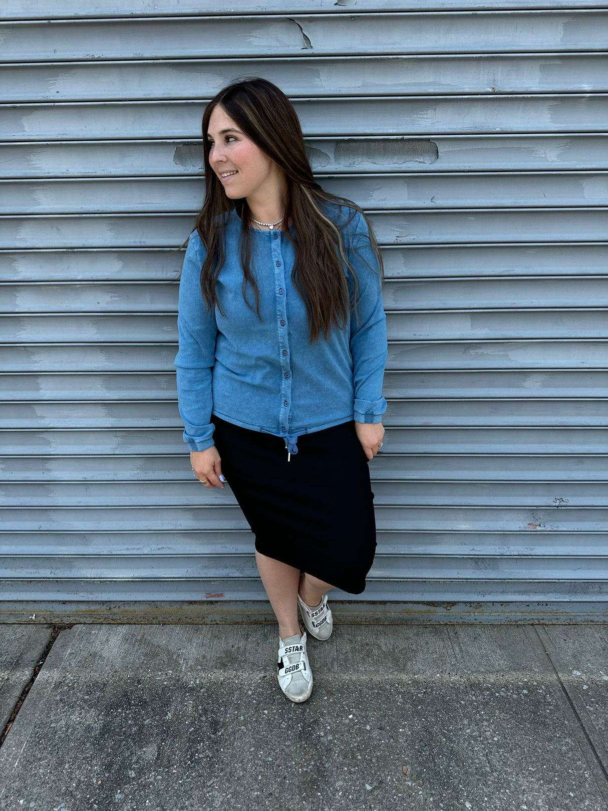 Stone Wash Button Down Top From Drama NYC Plus