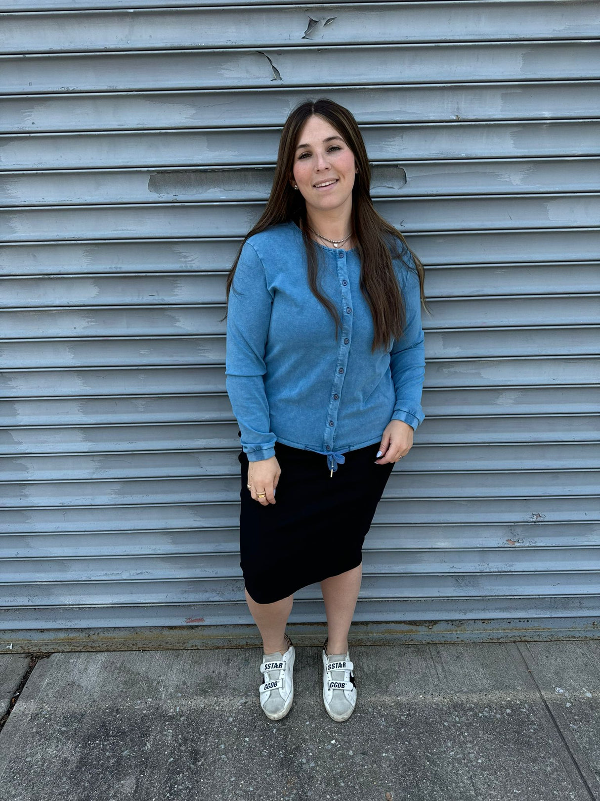 Stone Wash Button Down Top From Drama NYC Plus