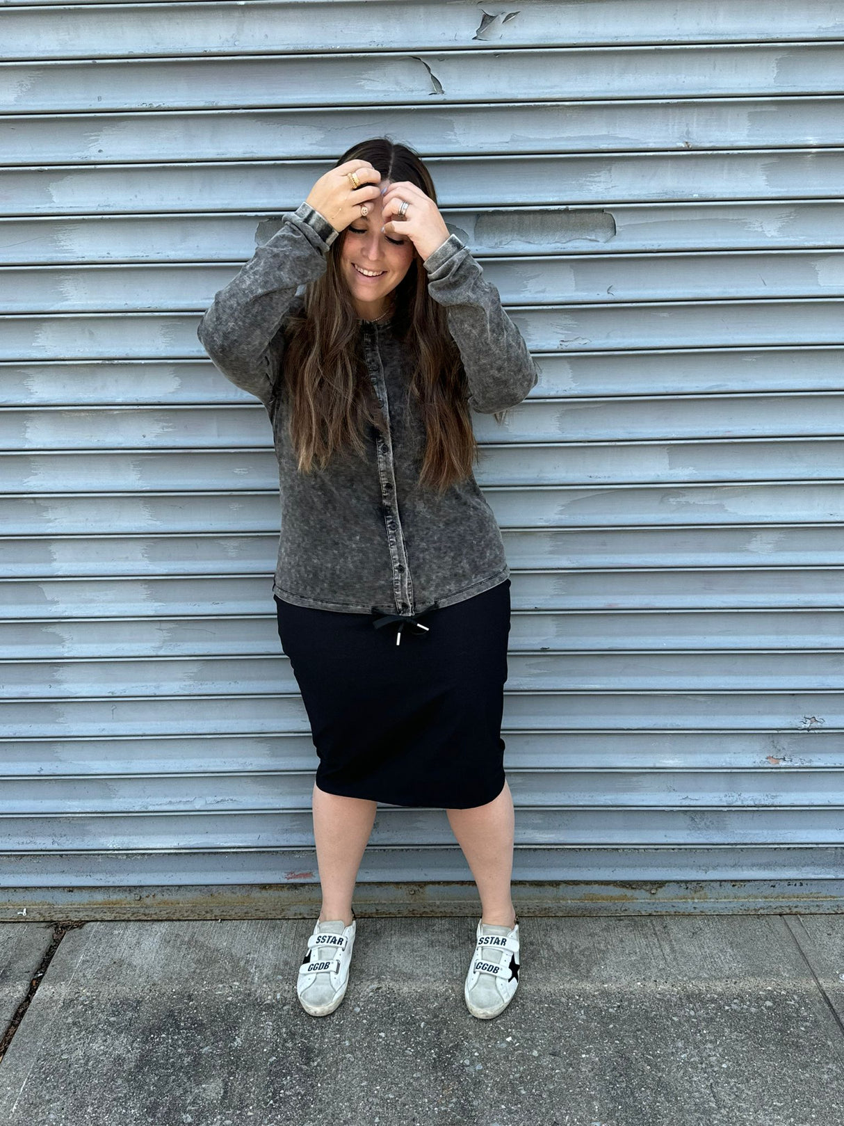 Stone Wash Button Down Top From Drama NYC Plus