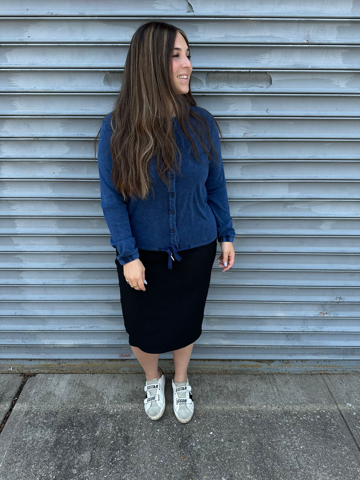 Stone Wash Button Down Top From Drama NYC Plus