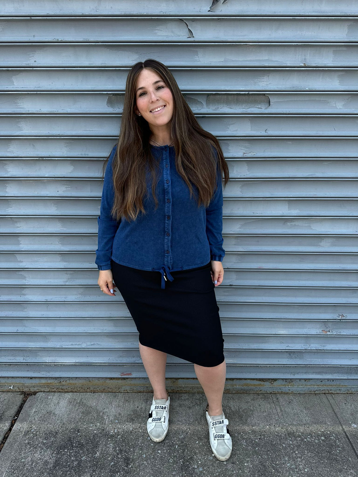 Stone Wash Button Down Top From Drama NYC Plus