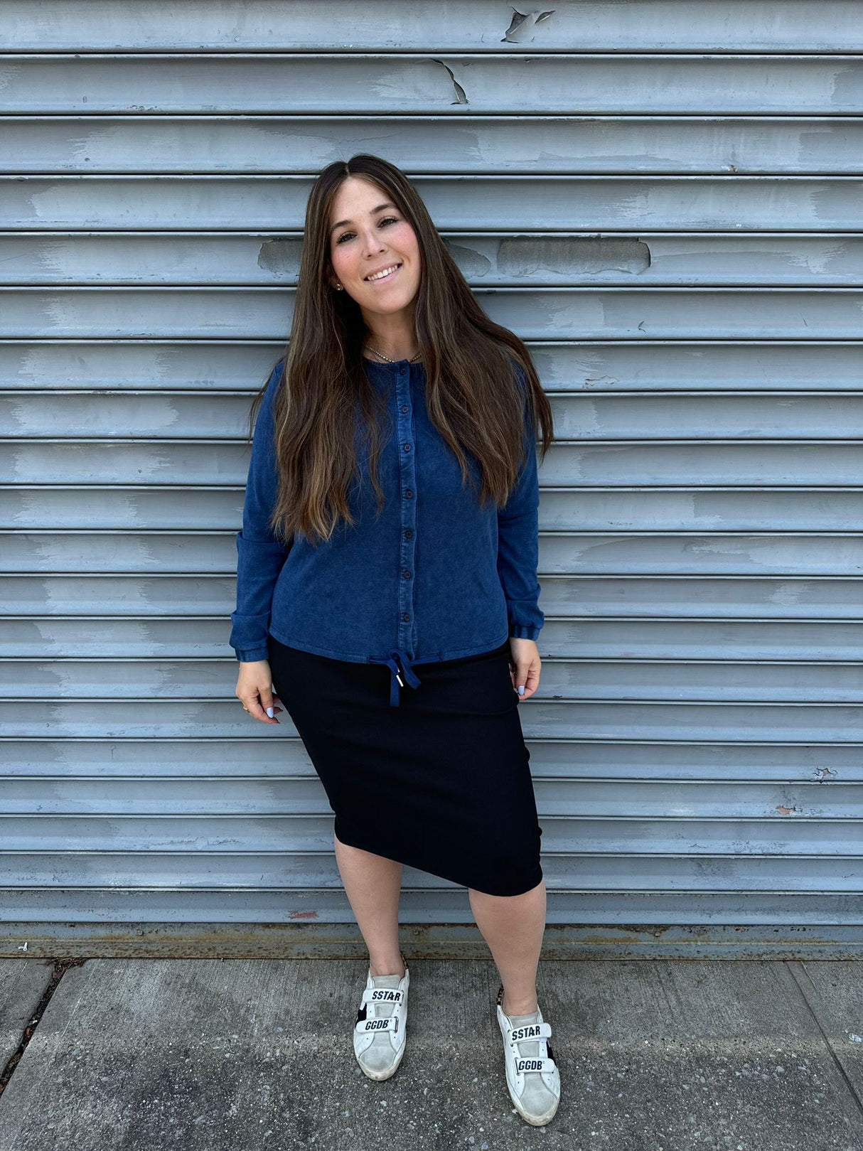 Stone Wash Button Down Top From Drama NYC Plus