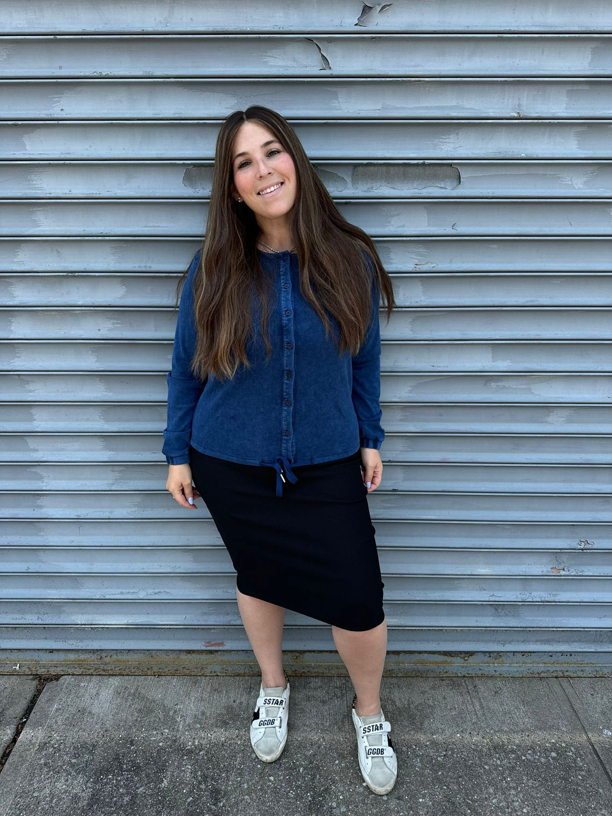 Stone Wash Button Down Top From Drama NYC Plus