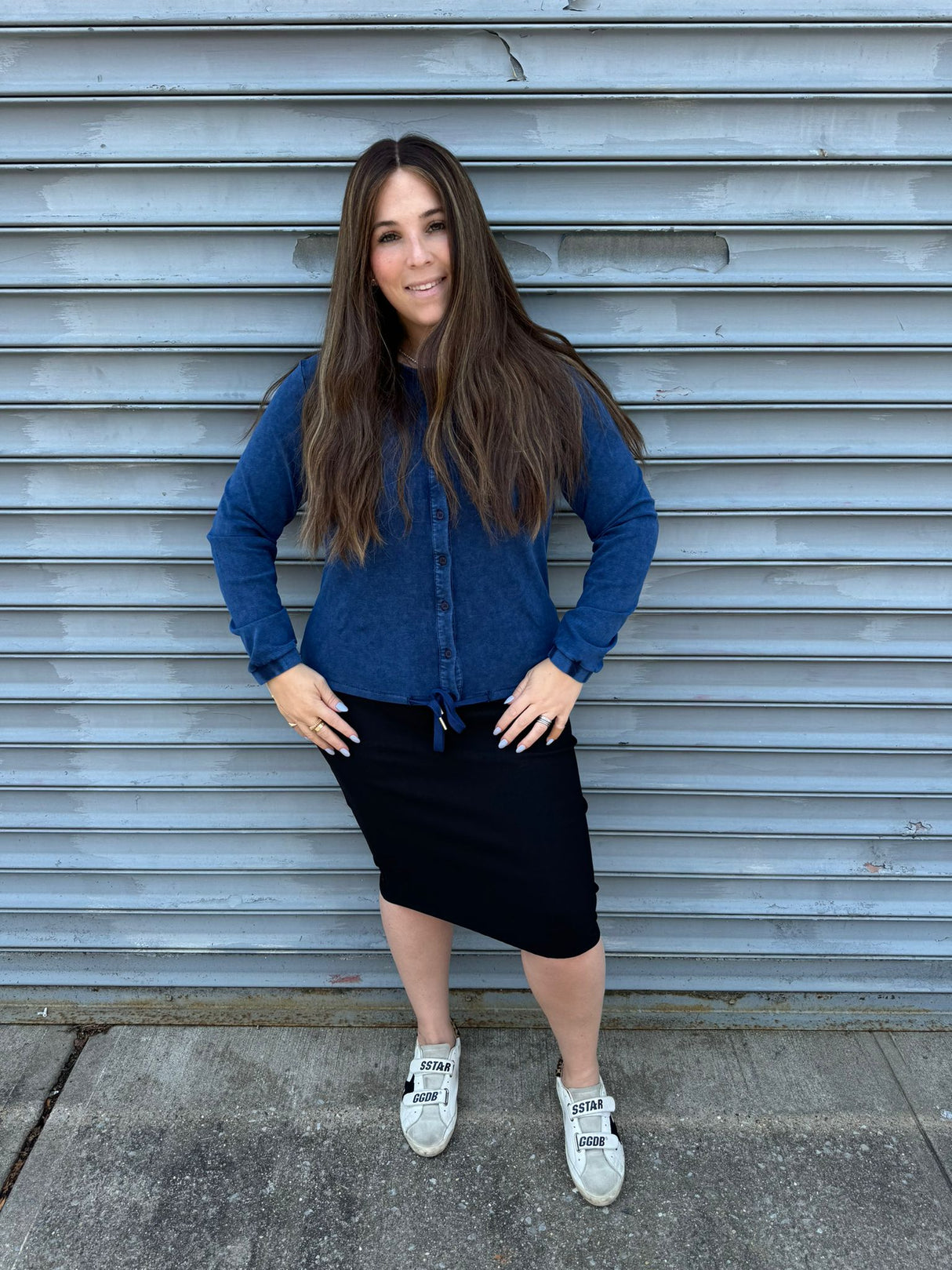 Stone Wash Button Down Top From Drama NYC Plus