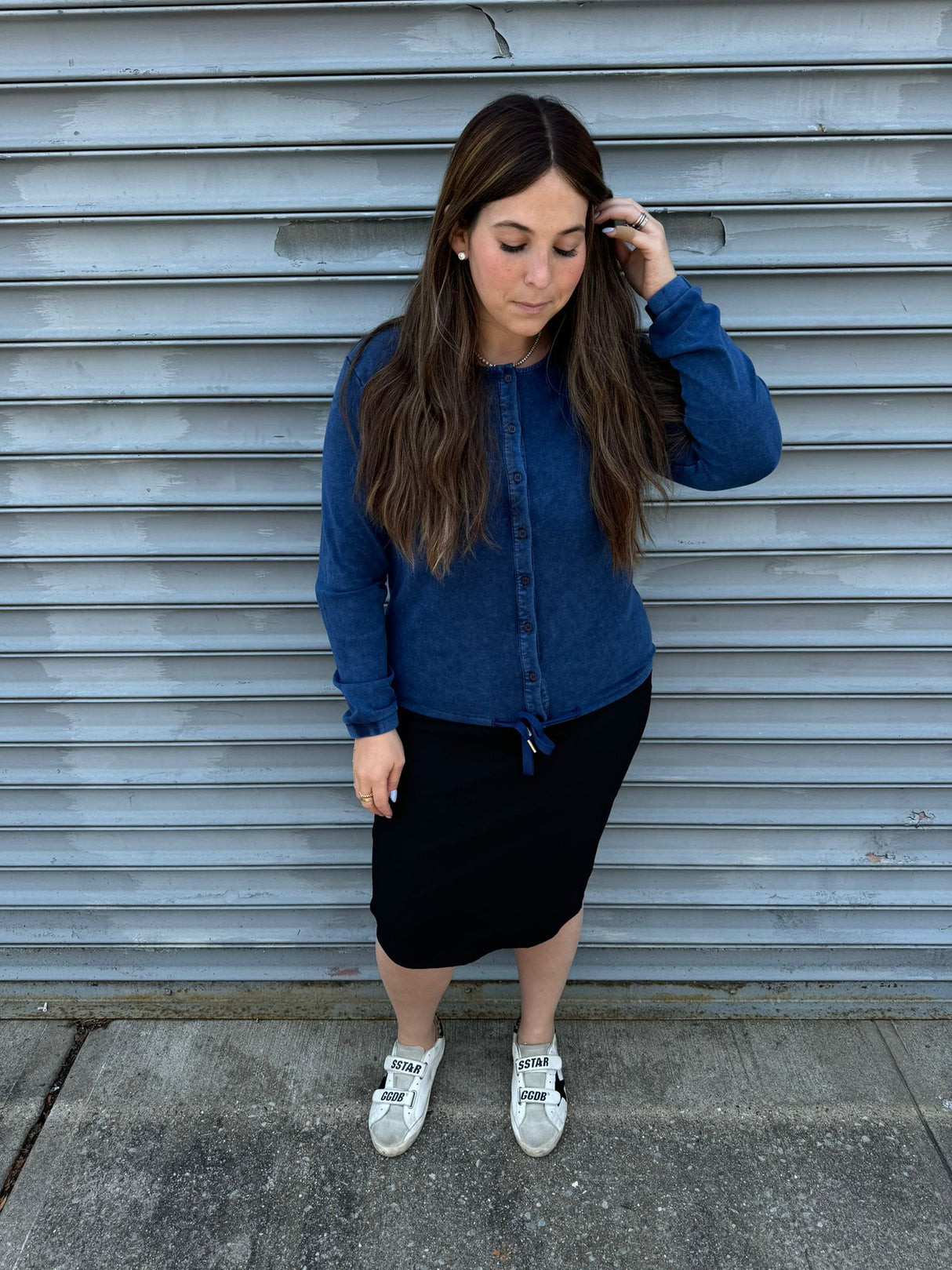 Stone Wash Button Down Top From Drama NYC Plus
