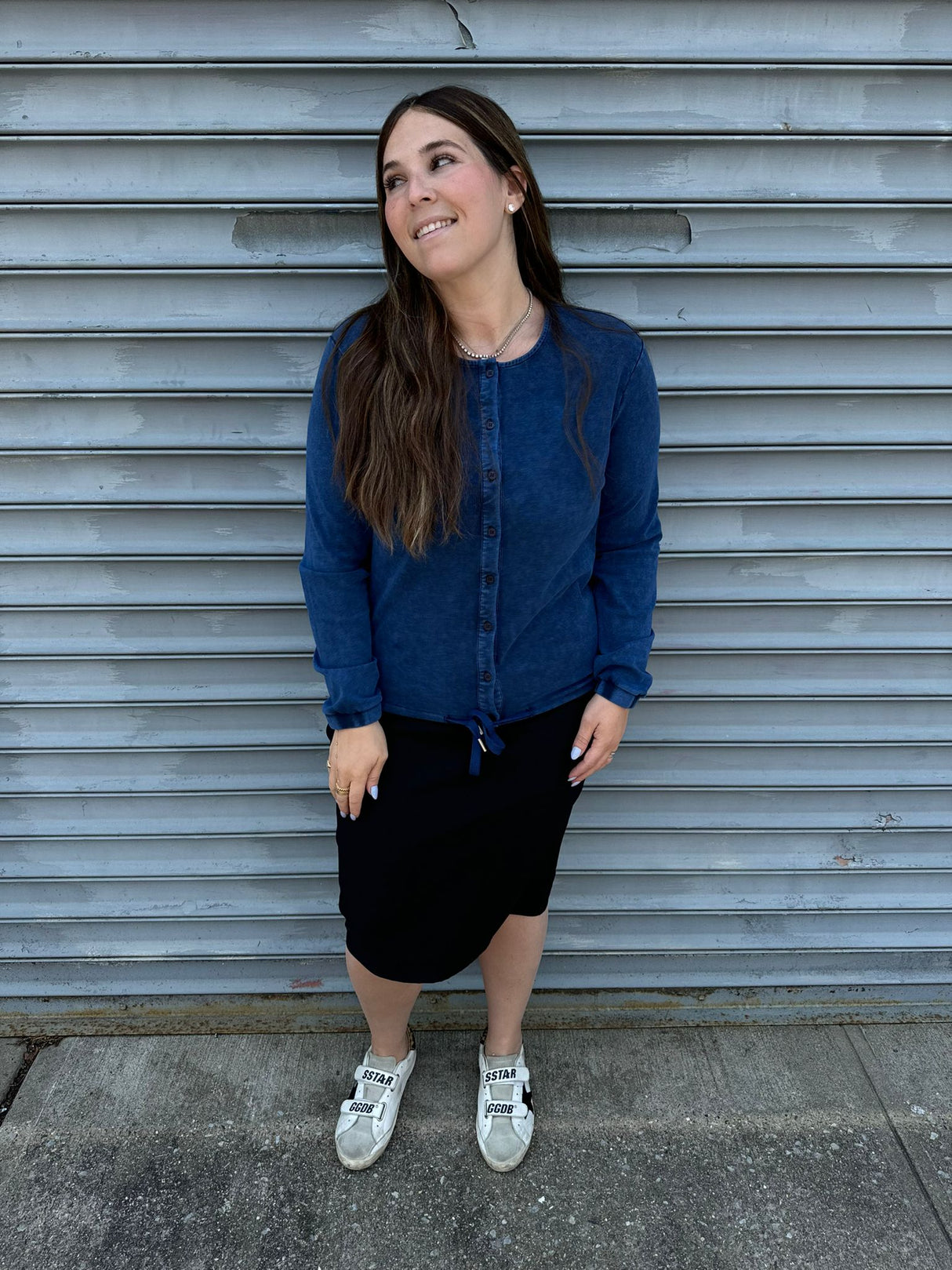 Stone Wash Button Down Top From Drama NYC Plus