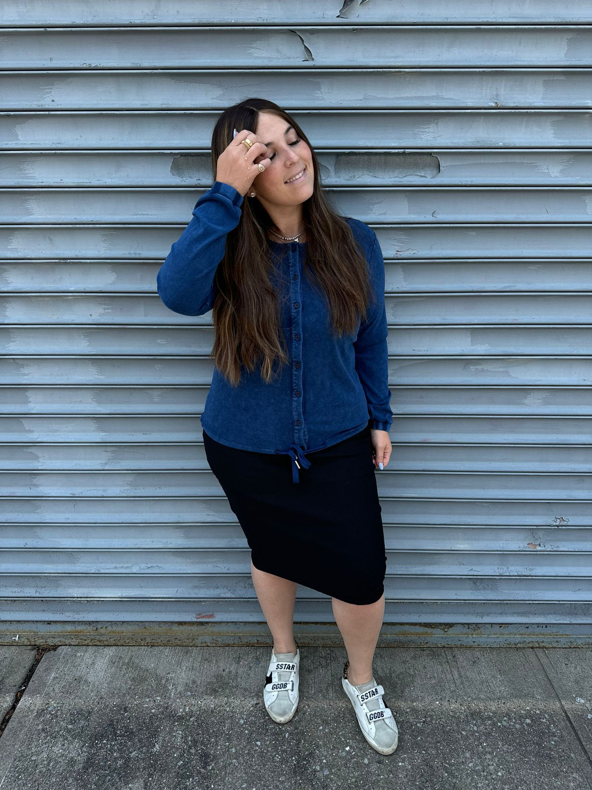 Stone Wash Button Down Top From Drama NYC Plus