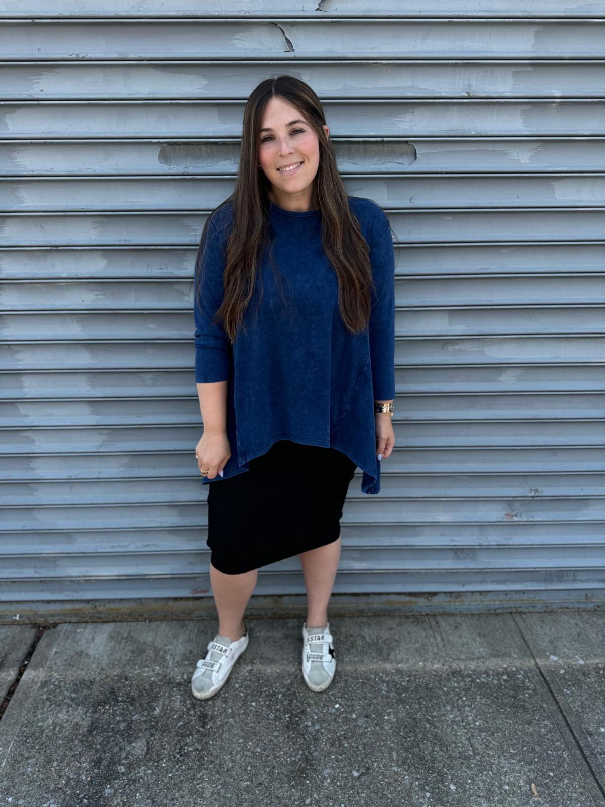 Stonewash Asymmetrical Top From Drama NYC Plus