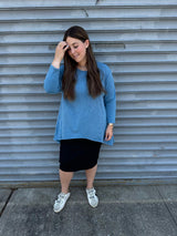 Stonewash Asymmetrical Top From Drama NYC Plus