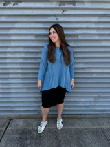 Stonewash Asymmetrical Top From Drama NYC Plus