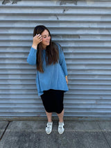 Stonewash Asymmetrical Top From Drama NYC Plus