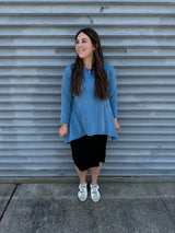 Stonewash Asymmetrical Top From Drama NYC Plus