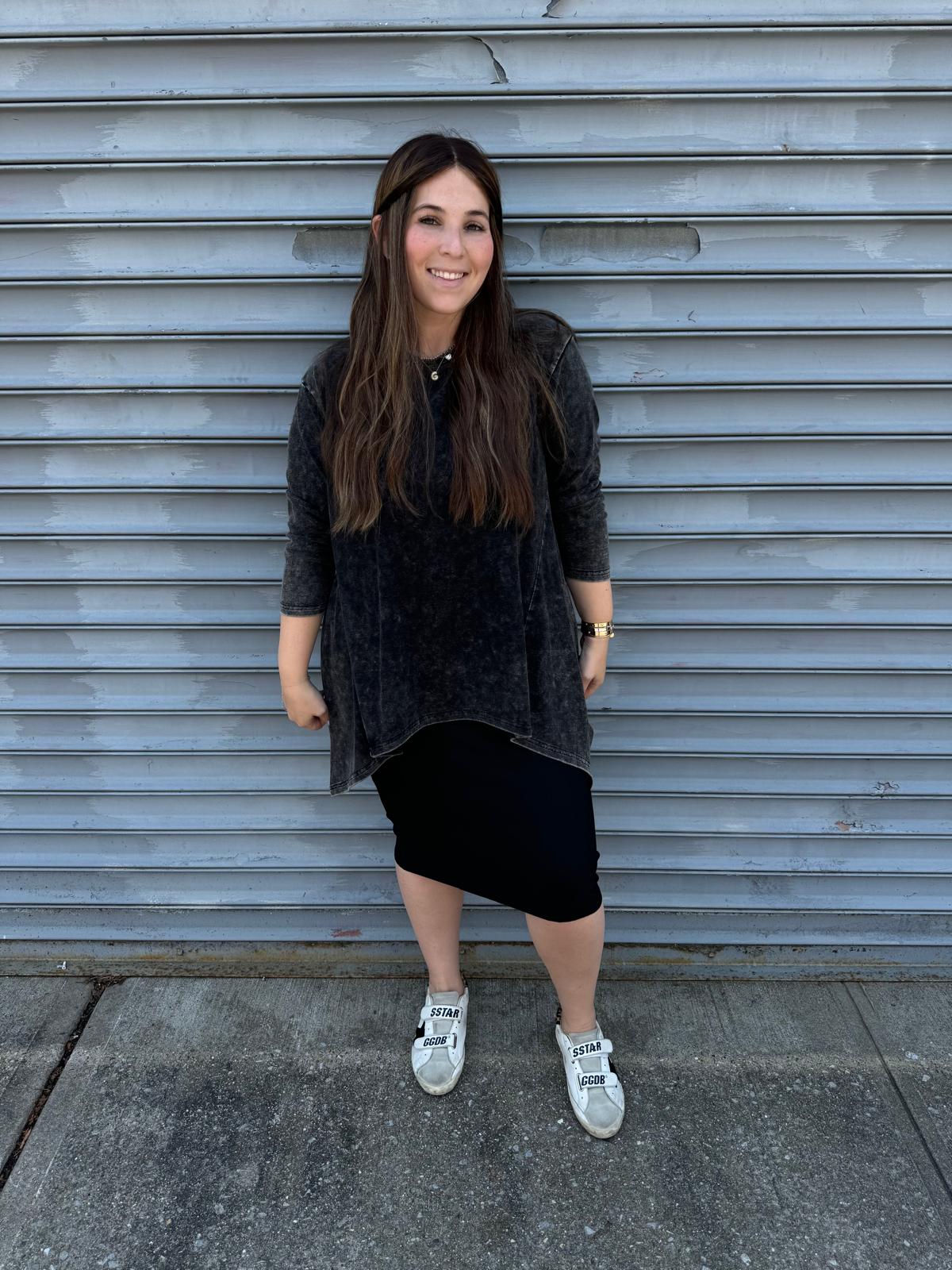Stonewash Asymmetrical Top From Drama NYC Plus