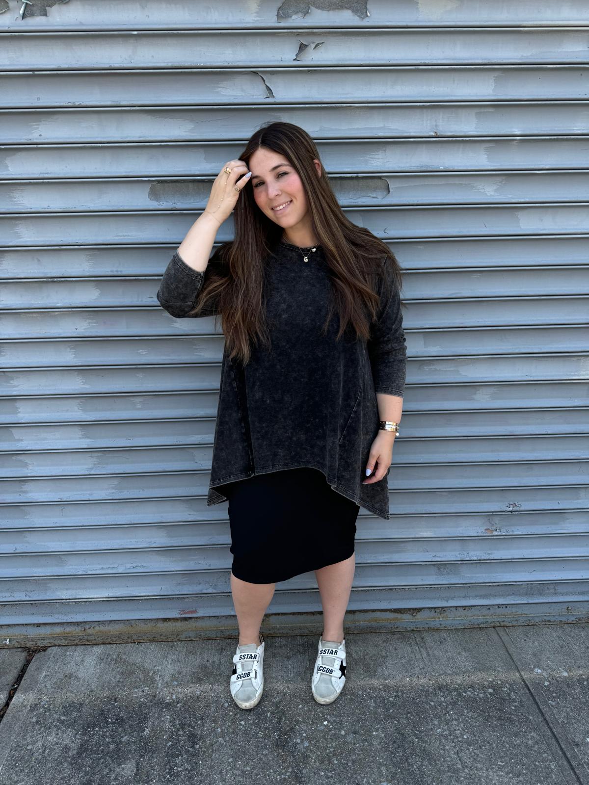 Stonewash Asymmetrical Top From Drama NYC Plus