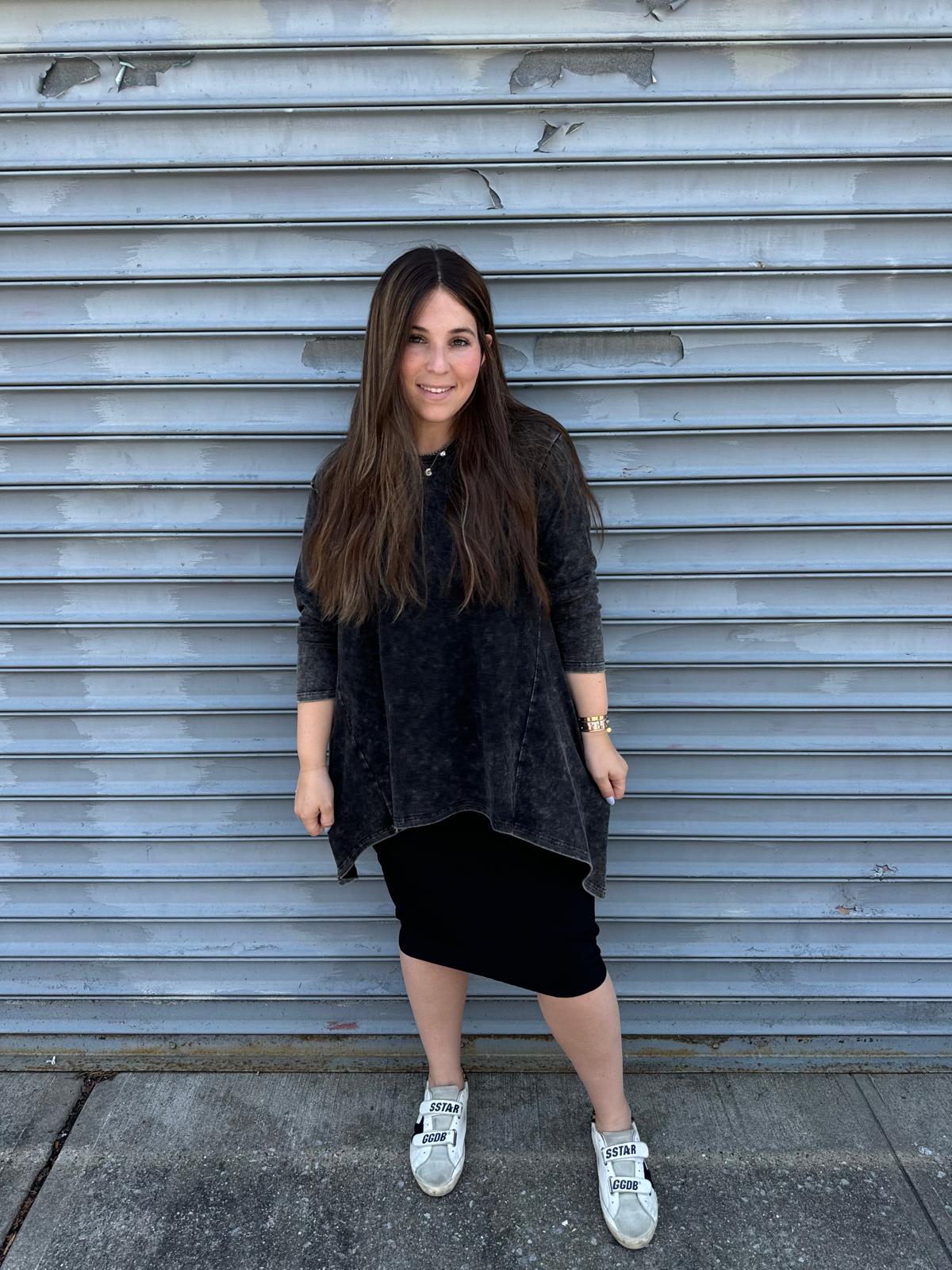 Stonewash Asymmetrical Top From Drama NYC Plus