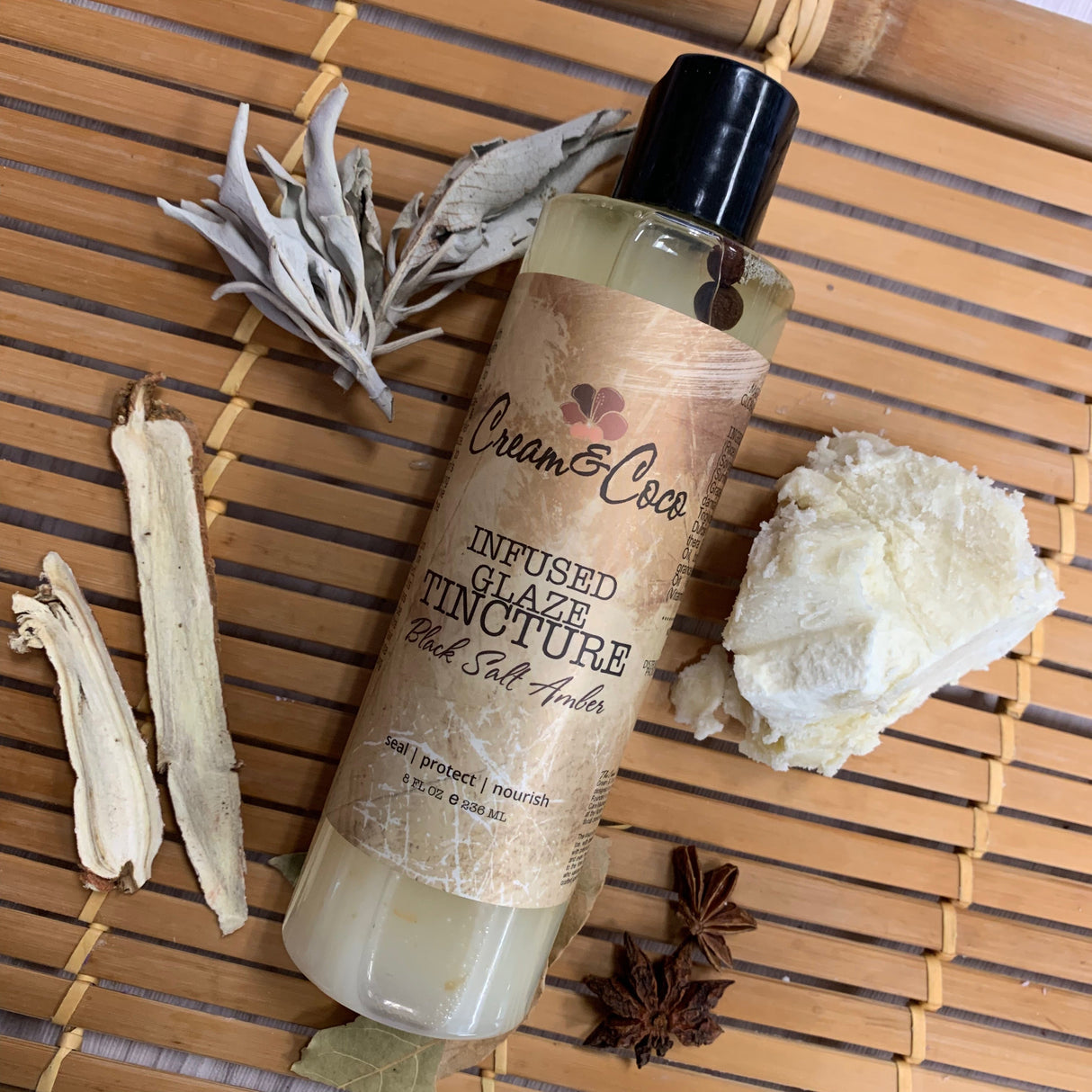 Black Salt Amber Infused Glaze Tincture from Cream & Coco Skincare