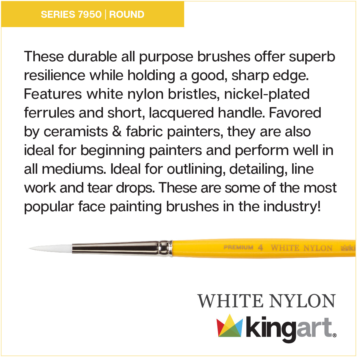 White Nylon 7950 Round Set, 8 pc from KINGART