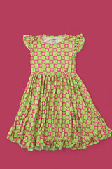 WILD DAISY CHECKERS DREAM RUFFLE DRESS from DREAM BIG LITTLE CO
