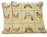 Tache Country Farmhouse Rooster Hens Woven Tapestry Throw Pillow Cover (13139CC) from Tache Home Fashion