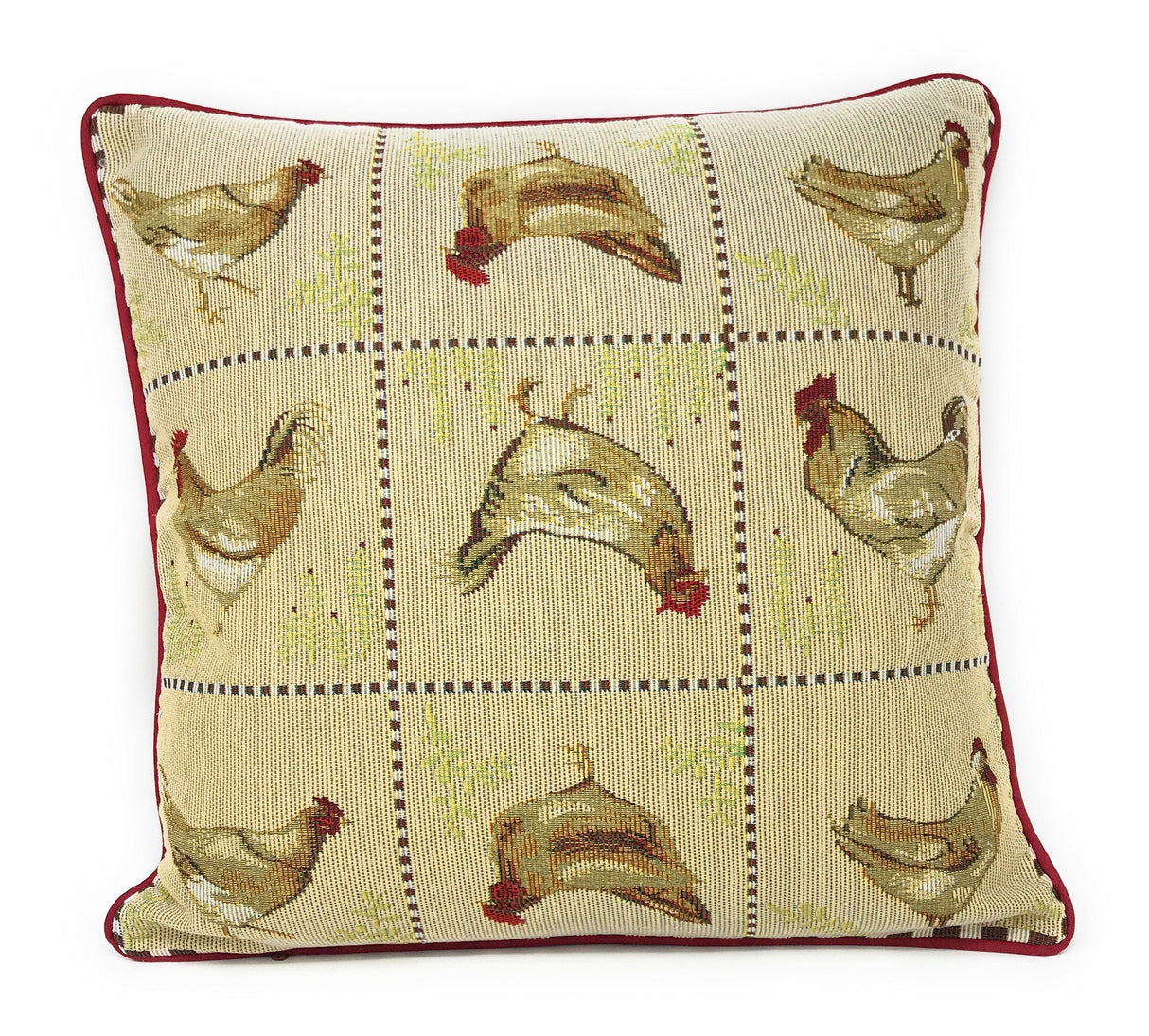 Tache Country Farmhouse Rooster Hens Woven Tapestry Throw Pillow Cover (13139CC) from Tache Home Fashion